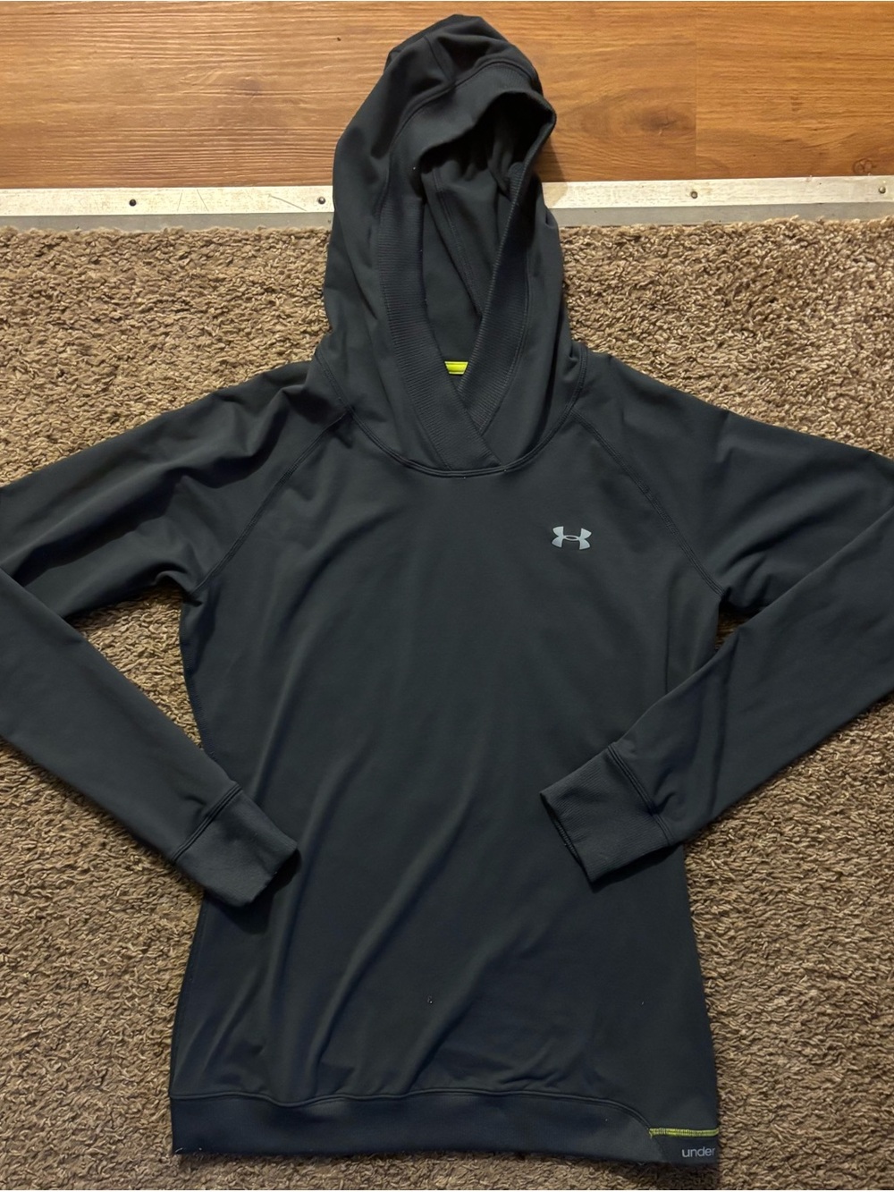 Under Armour Womans Lg Gray Charcoal Performance Hoodie Brand Logo Like New